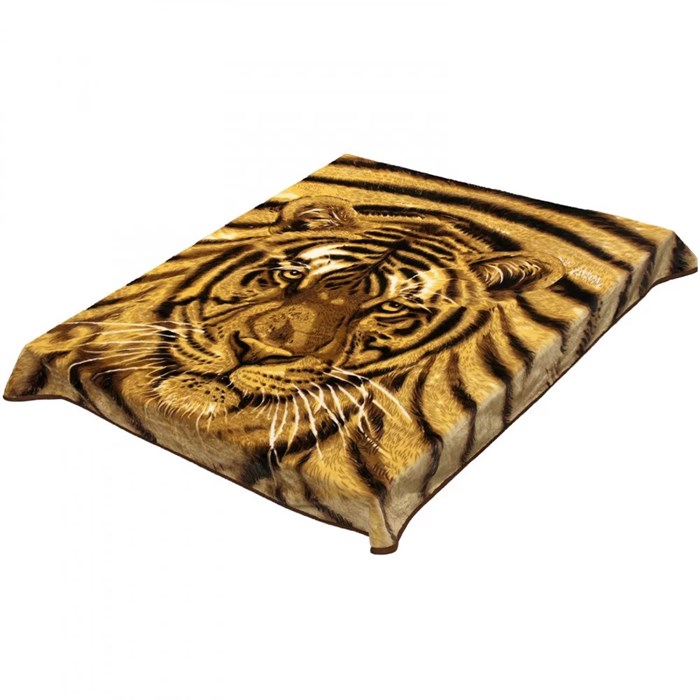 Плед акриловый гладкий 200х240 см. Морда тигра 047-3 - фото 104731