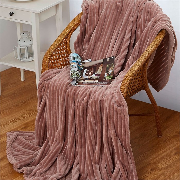 Плед Эльза велсофт полоса 220х200 см. капучино 85945 - фото 104797