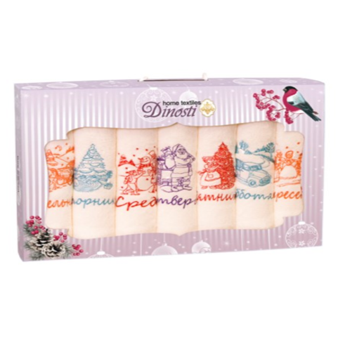 Набор полотенец из микрофибры 33х60 см. 7 шт. НМФ-111 Зимняя сказка НМФ-111 - фото 105152