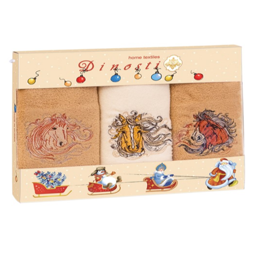 Набор полотенец из микрофибры 33х60 см. 3 шт. ТМФ-104 Гнедая лошадь ТМФ-104 - фото 105157