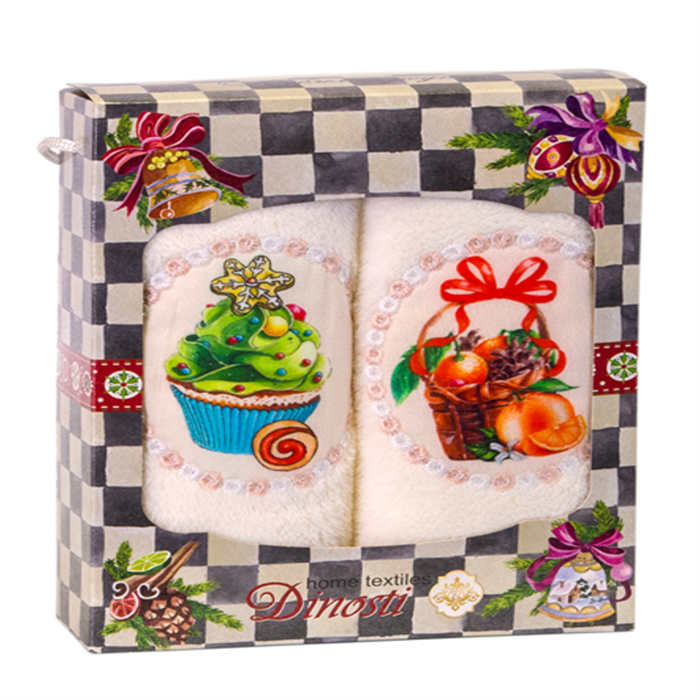 Набор полотенец из микрофибры 33х60 см. 2 шт. ДМФ-108 Новогоднее лакомство ДМФ-108 - фото 105161