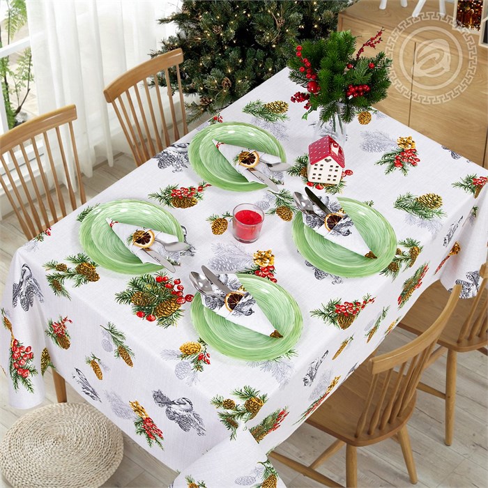 Набор Арт Дизайн рогожка скатерть 145х180 см. 1 шт. салфетки 35х35 см. 6 шт. Серебряный звон 86352 - фото 105236