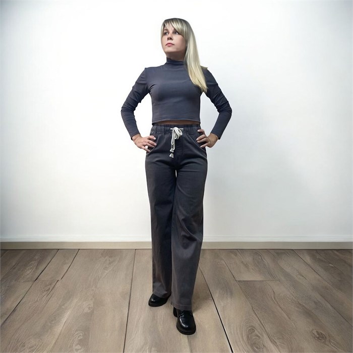 Джинсы женские прямые на резинке р-р. 27 арт. 766-2 цв. серый 766-2-1 - фото 105817