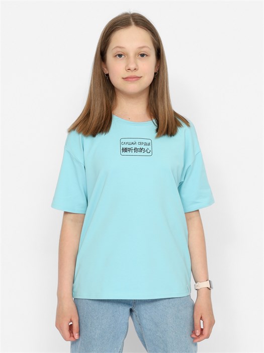 CSJG 63592-43-379 Футболка для девочки (Голубой (140)-72) 564934 - фото 115180