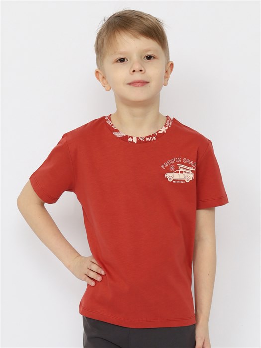 CSKB 63786-32-401 Футболка для мальчика (Терракотовый (110)-60) 592916 - фото 115246