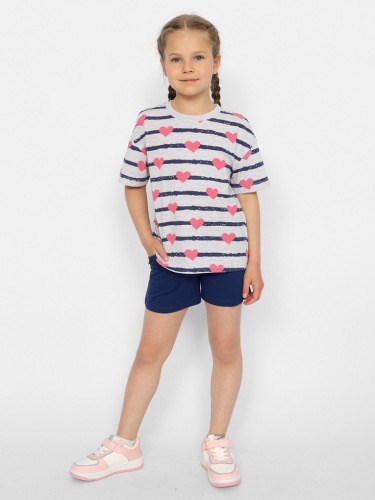 CWKG 63404-11 Футболка для девочки (Св.серый меланж (122)-64) 570536 - фото 115367