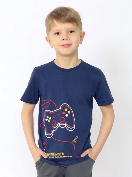 HSKB 63833-41 Футболка для мальчика (Т.синий (122)-64) 596336 - фото 115387