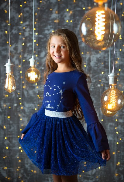 #CAJ 7715 Юбка для девочки т.синий (158)-80 ВГ 388400 - фото 115624