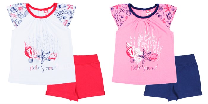 #CSK 9787 (196) Комплект для девочки (футболка, шорты) белый (092)-52 ВГ 405609 - фото 115641