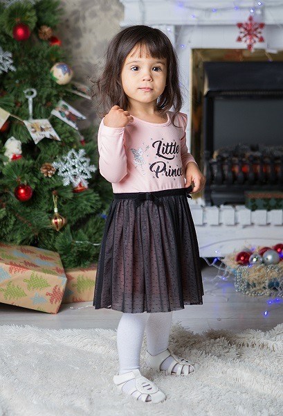 CAB 61939 Платье для девочки св.розовый/черный (098)-56 ВГ 390367 - фото 115672