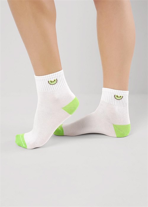 CLE Носки жен.Д5549 витаминка хл+эл (23-белый/салатовый) 96826 - фото 118583