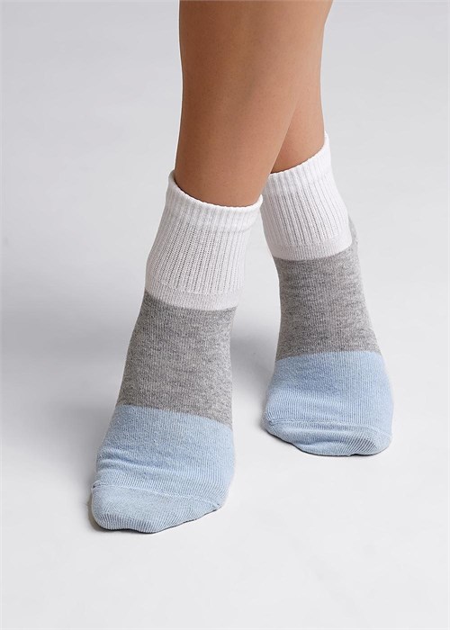 ЭЙС Носки жен.Д152 укор хл+эл (25-св.голубой/меланж серый) 97064 - фото 118907