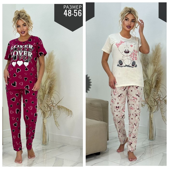 Комплект жен. кор.рукав+брюки. разм.56 98080 - фото 120046