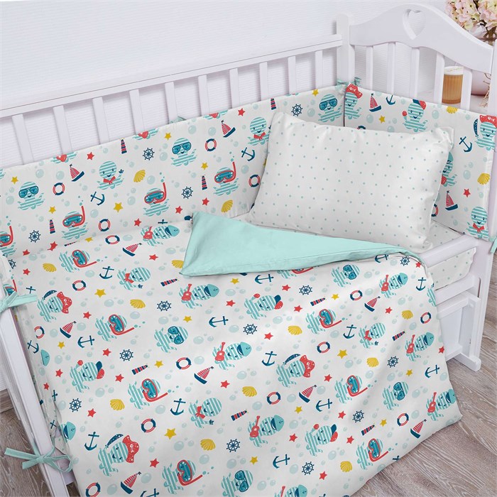 Бортики "TITINO" (120х34-2шт;60х34-2шт) рис. 16107/голубой Octopus 16107 - фото 87141