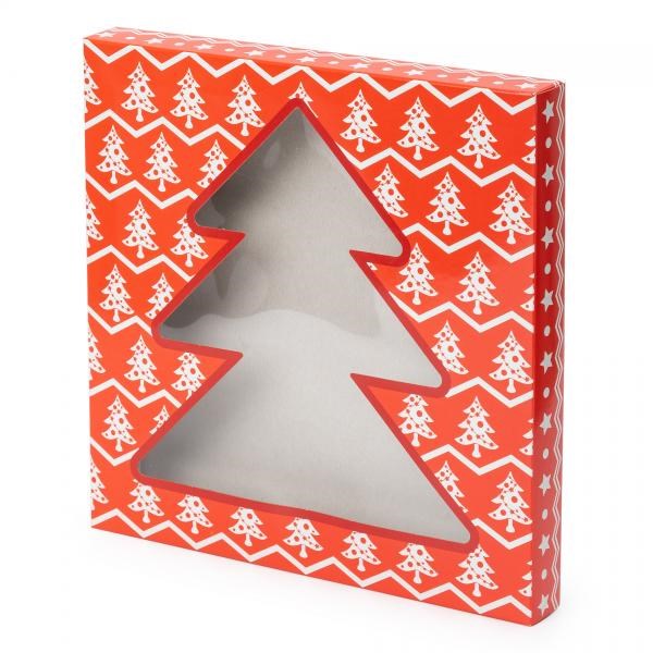 Короб картонный  Красная елка 26х26х3 BOX-REDCHRISTMAS-26263 - фото 87540