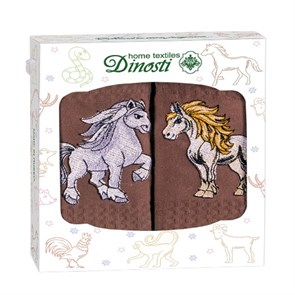 Набор полотенец вафельных 33х60 см. 2 шт. ДМ-102 Пара белых лошадей ДМ-102