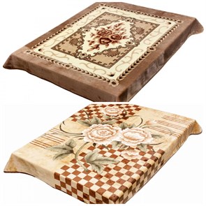 Плед акриловый двухсторонний 200х240 см. Косичка / Шахматы 9018/085-1