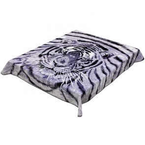 Плед акриловый гладкий 200х240 см. Морда тигра серая 047-2-2