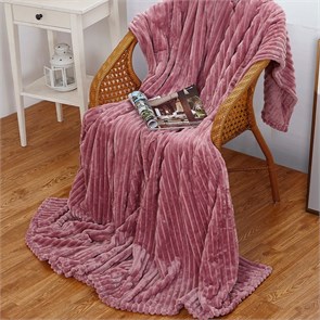 Плед Эльза велсофт полоса 150х200 см. пудровый 85937