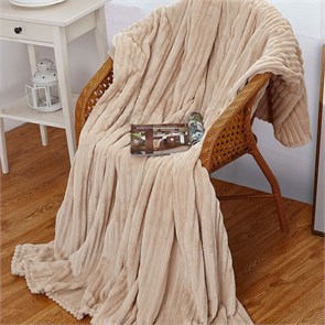 Плед Эльза велсофт полоса 180х200 см. бежевый 85939