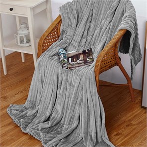 Плед Эльза велсофт полоса 220х200 см. серый 85948