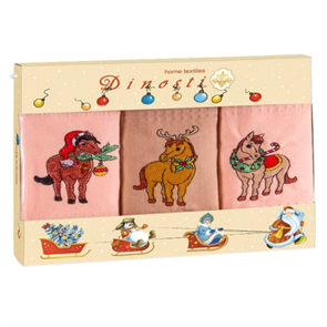 Набор полотенец вафельных 50х60 см. 3 шт. Т-101 Новогодние забавы Т-101