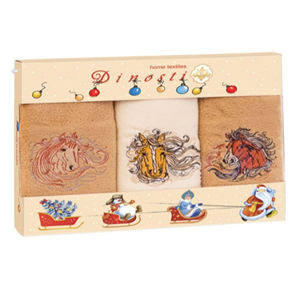 Набор полотенец из микрофибры 33х60 см. 3 шт. ТМФ-104 Гнедая лошадь ТМФ-104