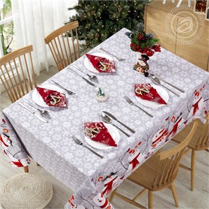 Набор Арт Дизайн рогожка скатерть 145х180 см. 1 шт. салфетки 35х35 см. 6 шт. Снеговики 86353