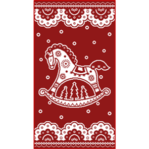 Полотенце махровое 30х60 см. 420 гр. арт. С79-ЮА рис. 7934 Лошадка-2 вид отбелка/темно-красный С79-ЮА-12