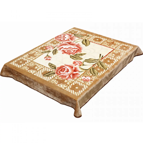 Плед акриловый гладкий 200х240 см. Роза на бежевом фоне 036-1