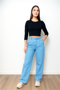 Брюки женские палаццо на резинке р-р. 34 арт. 6-3751-5 цв. голубой 6-3751-5-1