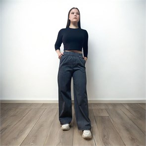 Брюки женские палаццо на резинке р-р. 36 арт. 6-3751-1 цв. синий 6-3751-1-3