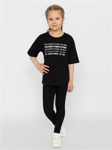 CWJG 63617-22 Футболка для девочки (Черный (146)-76) 567214