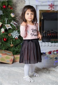 CAB 61939 Платье для девочки св.розовый/черный (098)-56 ВГ 390367