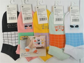 Носки жен.№0276-6 "ZuWei" ассорти корот х/б 10шт/уп 96514