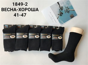 Носки муж.№1849-2 "RoeRue" собач.шерсть+махра черные 12шт/уп 97887