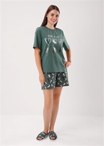 CLE LP15-1208 Набор одежды жен. Лапка (46-зелёный/молочный) 98669