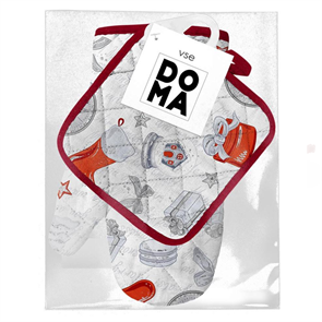 Набор из рогожки прихватка 18х18, рукавица 18х28 "Vse DOMA" рис 60101-2 ВРЕМЯ ЧУДЕС 76024