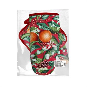 Набор из рогожки прихватка 18х18, рукавица 18х28 "Vse DOMA" рис 60214-1 ВКУС РОЖДЕСТВА 76035