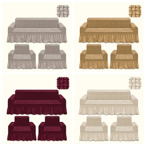Комплект чехлов на м.мебель ЖАТКА (3-х мест. диван+2 кресла) с оборкой SET-HEADER-4