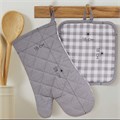 Набор кухонный 2 предмета Василиса (рукавица 18х28+прихватка 18х18) клетка Серый 1001 - фото 82294