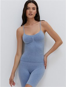 Майка "Топ" OmD 1211S Melange (  M/L-Jeans Melange) на тонких бретелях с вклад. Oms 82811